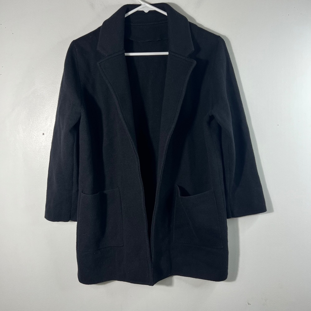 J Crew Sophie Open Sweater Blazer Cardigan Wool Blend Black JO244 Preppy Chic S